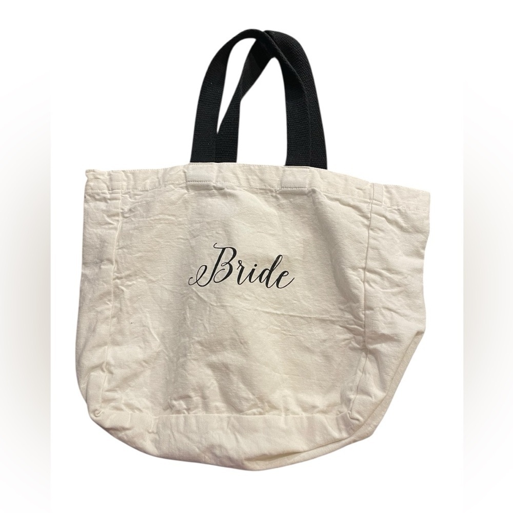 Bride Off White Cotton Canvas Tote Bag Wedding Bachelorette